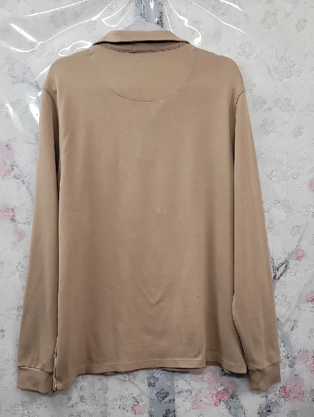 Burberry Tan Quarter Zip Pullover Sweater with Signature Check Collar Size XL